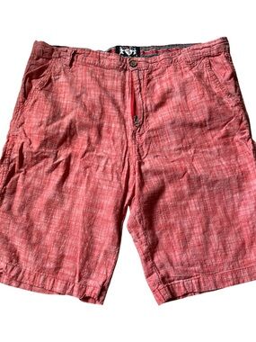Crest Men's Washed Coral Red Flat-Front Shorts